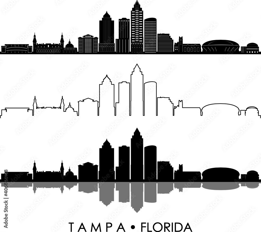 TAMPA Florida SKYLINE City Silhouette