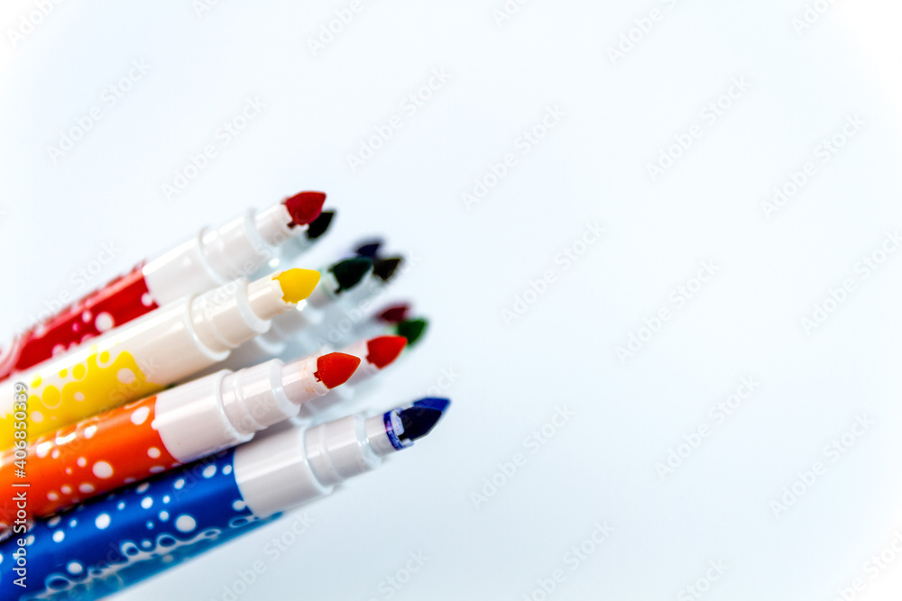 Children felt pens in 12 colors, isolated on white Children felt pens in 12 colors, isolated on white