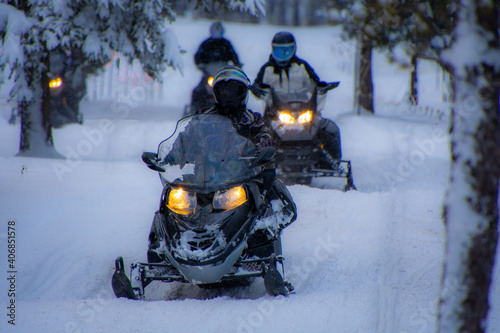 Snowmobile in the Canadian winter