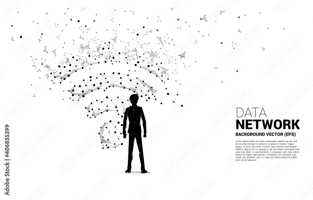 Vector businessman and dot connect line circuit board style mobile data icon. Concept for data transfer of mobile and wi-fi data network. Vector businessman and dot connect line circuit board style mobile data icon. Concept for data transfer of mobile and wi-fi data network.