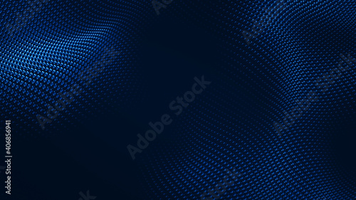 Dot white blue wave light screen gradient texture background. Abstract technology big data digital background. 3d rendering.