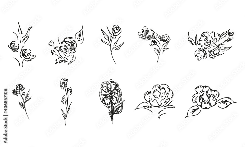Doodle simple vector collection of 10 hand-drawn roses. Big collection of 10 hand-drawn roses. Big floral botanical set. Isolated on white background. Doodle simple vector collection of 10 hand-drawn roses. Big collection of 10 hand-drawn roses. Big floral botanical set. Isolated on white background.