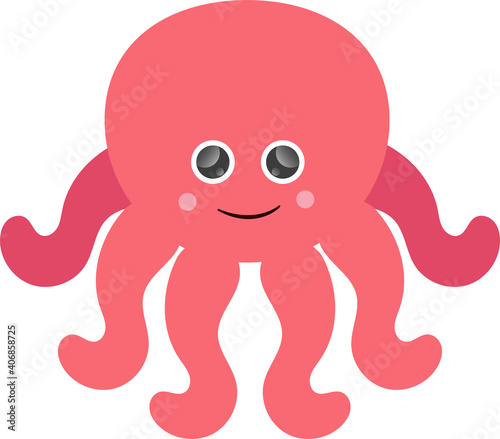 cute character octopus illustration for children's magazine sea inhabitants