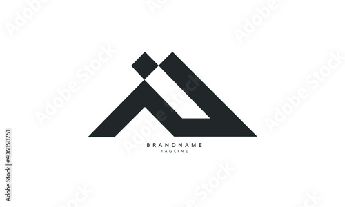 Alphabet letters Initials Monogram logo IP, PI, I and P