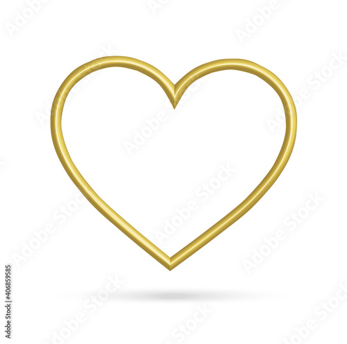 golden hearts frame isolated on white background