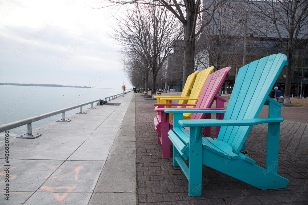 Adirondack Chair in public park in Toronto, Ontario, Canada Adirondack Chair in public park in Toronto, Ontario, Canada