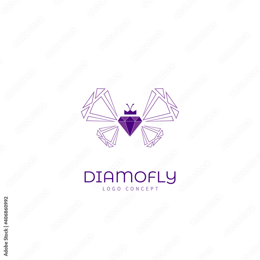 Diamond Fly Logo Design Template Flat Style Vector Diamond Fly Logo Design Template Flat Style Vector