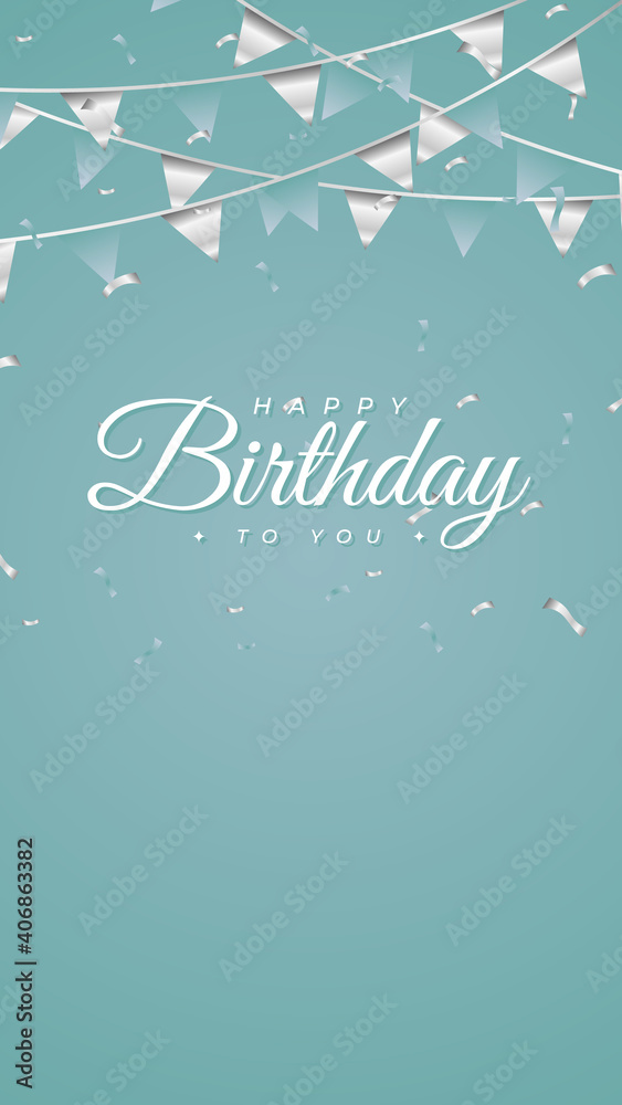 birthday card using green tosca color, happy birthday background design .  clean and simple background for celebrating birthday . happy birthday  greeting card Stock Vector | Adobe Stock