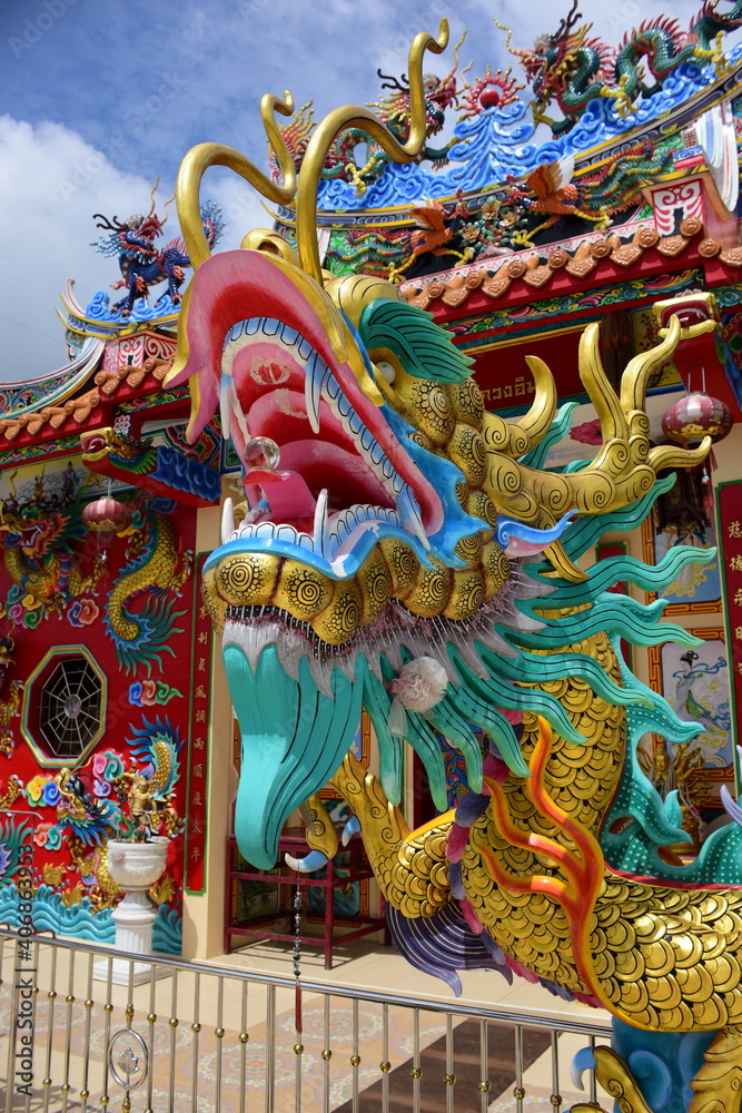 Shrine is decorated in Chinese style. Is a tourist attraction for tourists to pay homage to Chinese gods in Chonburi, Thailand