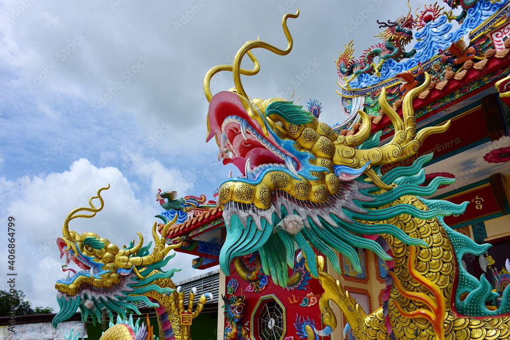 Naja Shrine is decorated in Chinese style. Is a tourist attraction for tourists to pay homage to Chinese gods in Chonburi, Thailand	
