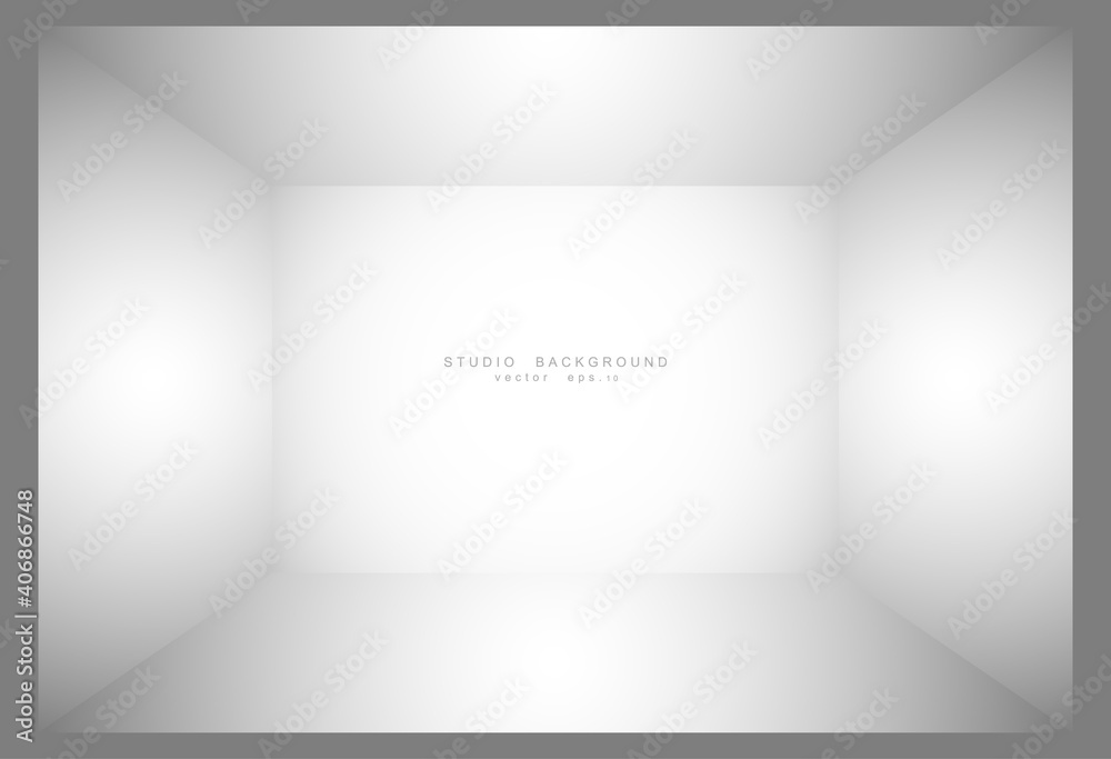 Empty white grey gradient studio room background. backdrop light interior with copyspace for your creative project, Vector illustration EPS 10 Empty white grey gradient studio room background. backdrop light interior with copyspace for your creative project, Vector illustration EPS 10