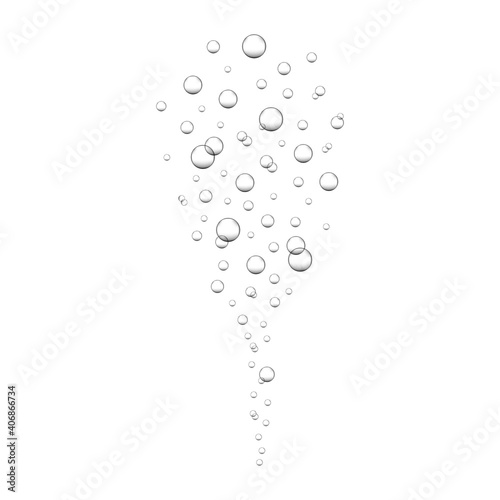 Underwater oxygen bubbles. Fizzy carbonated water, soda, lemonade, champagne, sparkling alcohol drink. Air bubbles in ocean, sea or aquarium. Vector realistic illustration.