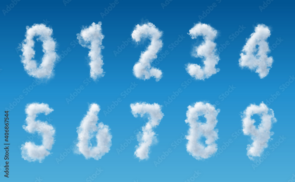 cloud numbers in blue sky cloud numbers in blue sky