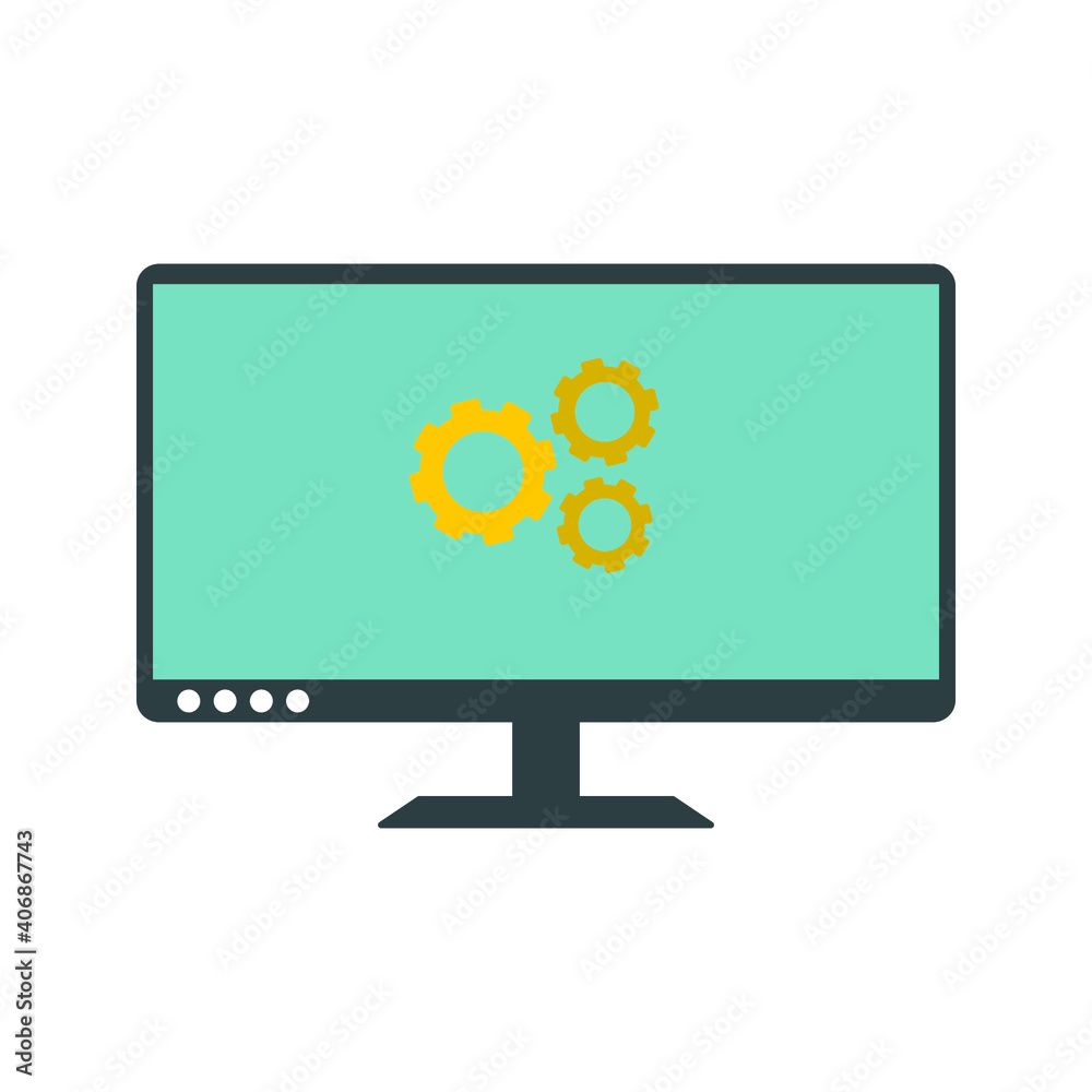 Monitor settings vector icon sign symbol on white background color editable Monitor settings vector icon sign symbol on white background color editable