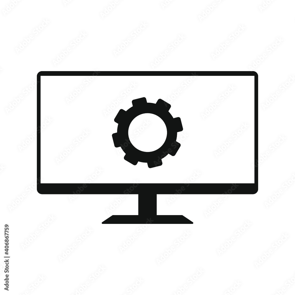 Monitor settings vector icon sign symbol on white background color editable Monitor settings vector icon sign symbol on white background color editable
