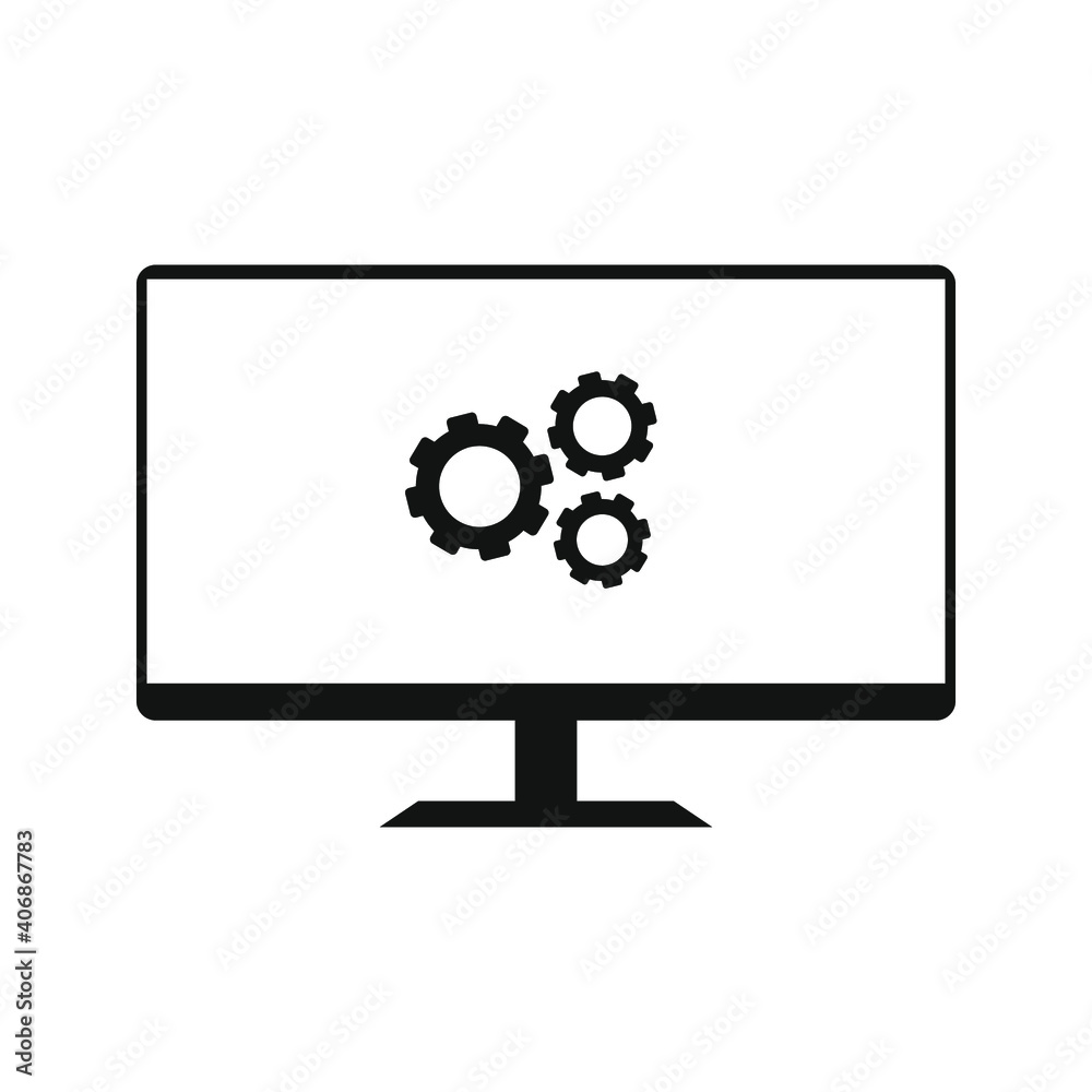 Monitor settings vector icon sign symbol on white background color editable Monitor settings vector icon sign symbol on white background color editable