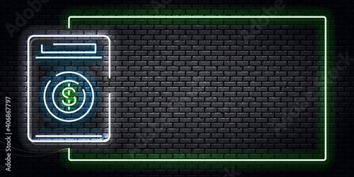 Vector realistic isolated neon sign of Money Laundering frame logo for invitation template on the wall background.