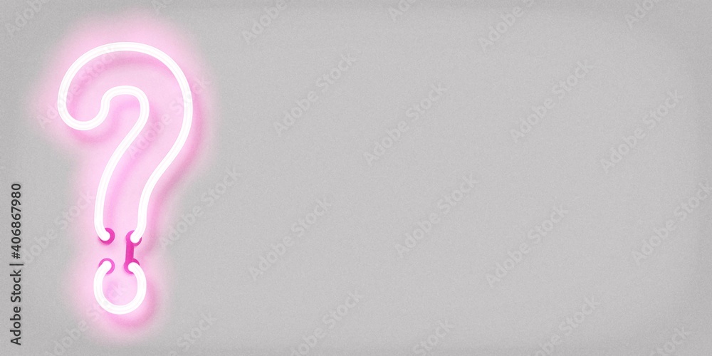 Vector realistic isolated neon sign of Question Mark with pink colors logo for template decoration and covering. Concept of trivia night and quiz. Vector realistic isolated neon sign of Question Mark with pink colors logo for template decoration and covering. Concept of trivia night and quiz.