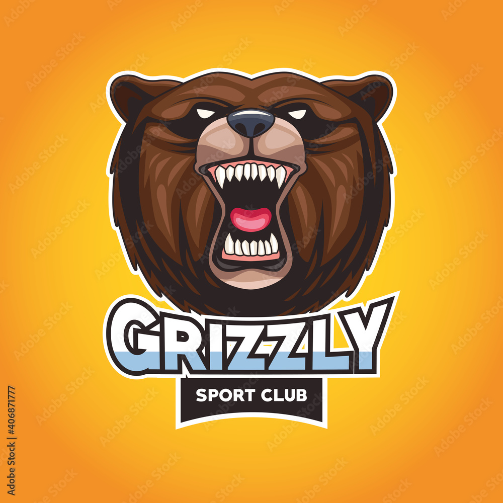grizzly bear animal wild head character with lettering grizzly bear animal wild head character with lettering