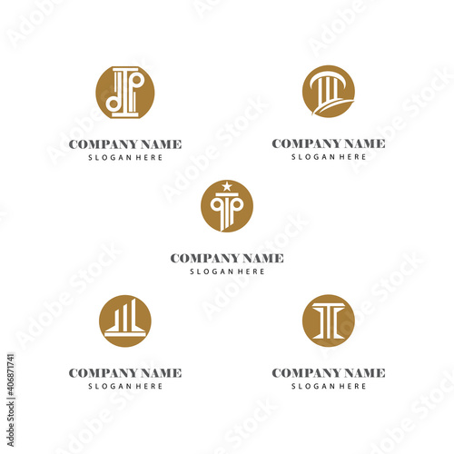 Set Column Logo Template vector