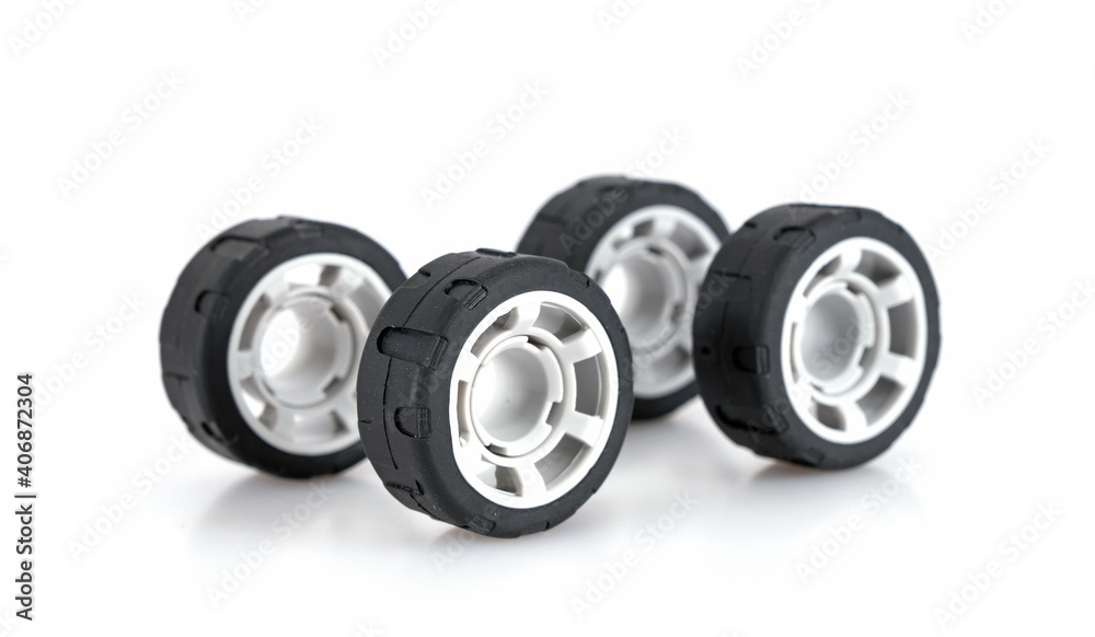Four tires on a white background Four tires on a white background
