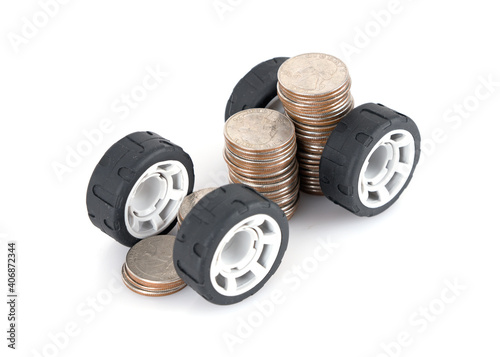 Wheels with a row of coins