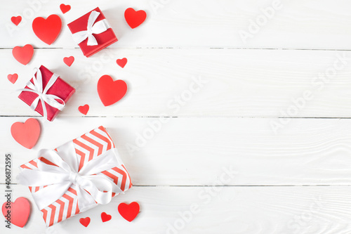 Background to Valentine's Day. Festive background. Space for text. A flat spoon, a copy of space.