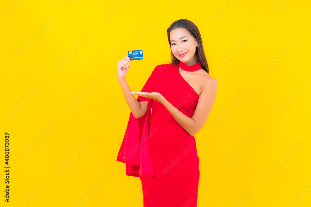 Portrait beautiful young asian woman with credit card Portrait beautiful young asian woman with credit card
