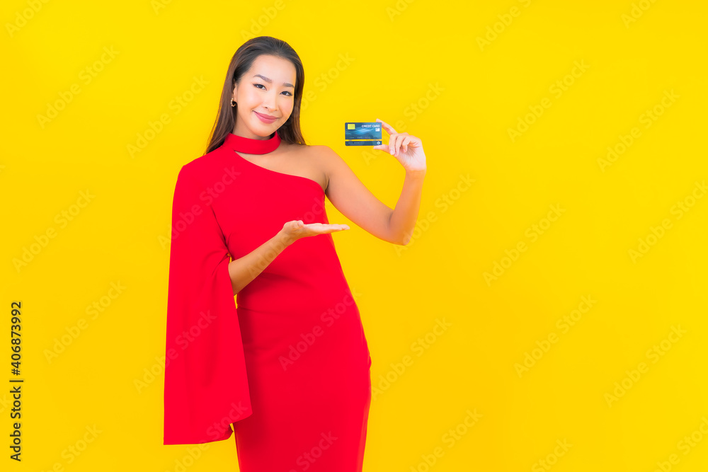 Portrait beautiful young asian woman with credit card Portrait beautiful young asian woman with credit card