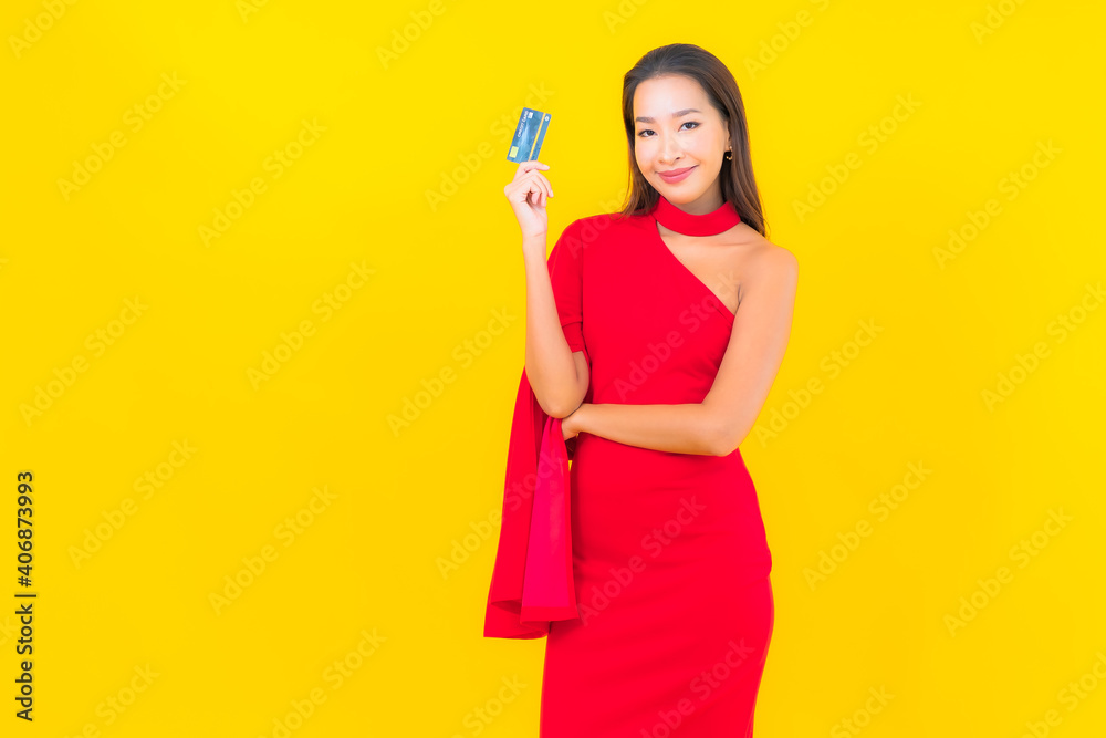 Portrait beautiful young asian woman with credit card Portrait beautiful young asian woman with credit card