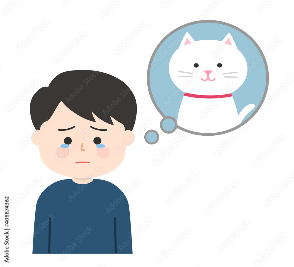 Man dealing with the death of his pet cat. Vector illustration isolated on white background. Man dealing with the death of his pet cat. Vector illustration isolated on white background.
