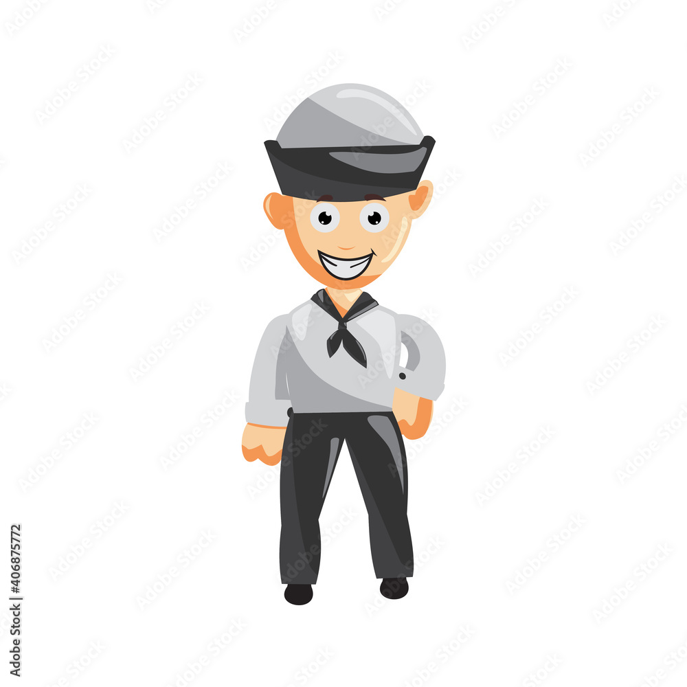 Sailor man standing cartoon character Vector illustration in a flat style Isolated