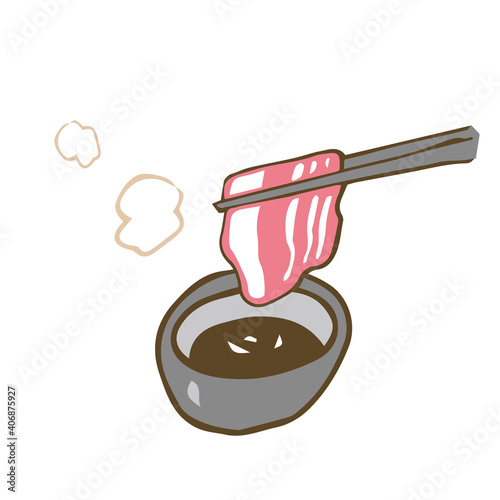 肉　箸　たれにつける