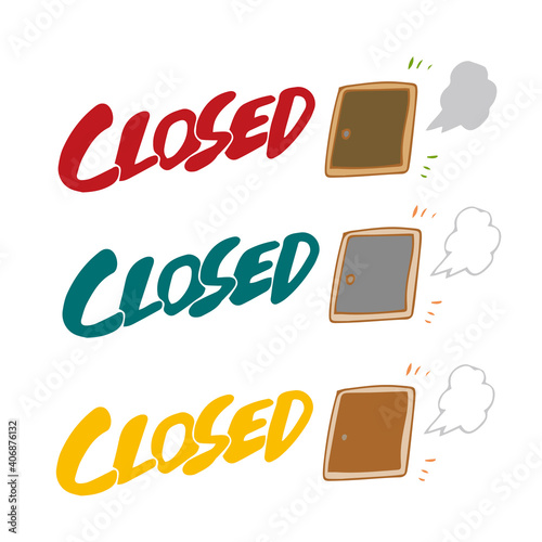 CLOSED　閉店　ドア　お休み