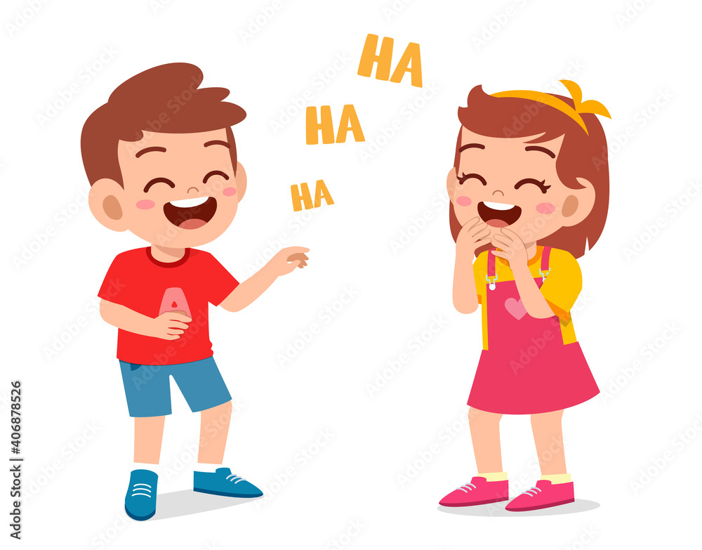 little boy and little girl laugh together