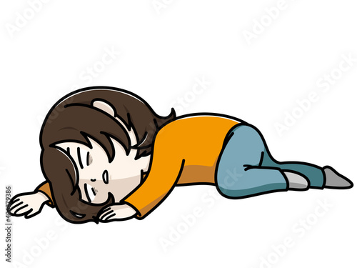 だるくて横になる女性　白目Ver.