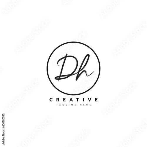 Initial DH handwritten signature logotype. Typography for company and business logo. Vector logo design.