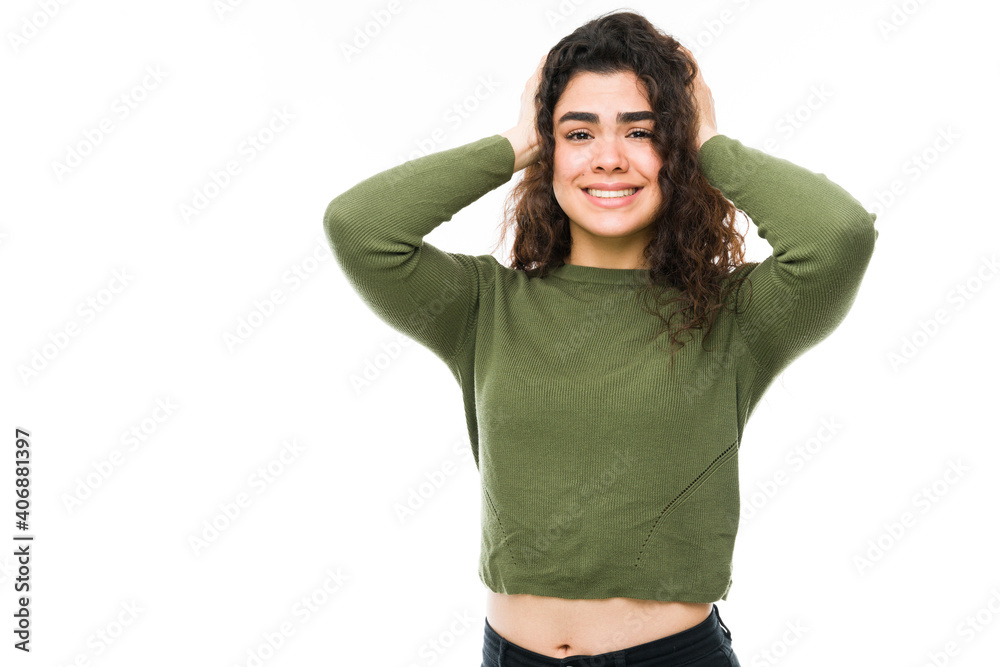 Portrait of a worried young woman stressing out Portrait of a worried young woman stressing out