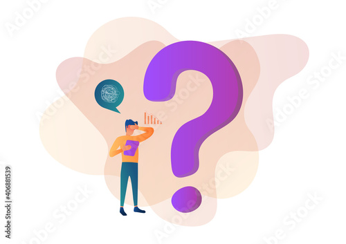 Vector illustration concept of businessman FAQ of the exclamation point and question mark answer to question shock ok graph of business metaphor