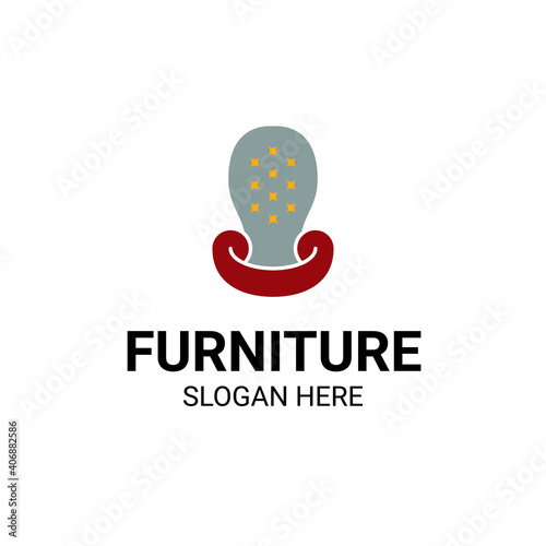 Modern Unique Furniture and Household with Sofa or Chair Icon Logo Vector Design Template Isolated.