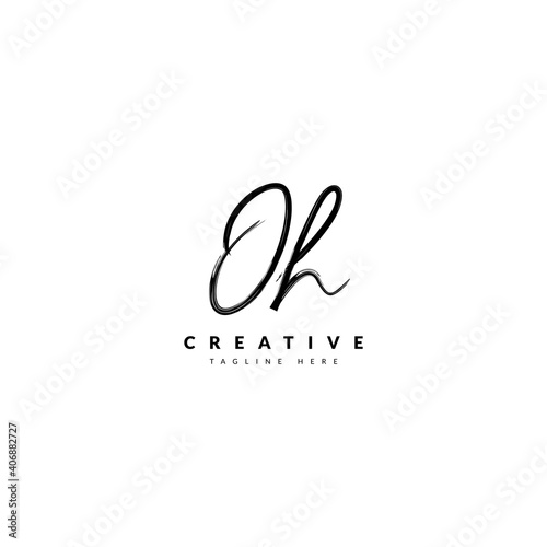 Initial OH handwritten signature logotype. Typography for company and business logo. Vector logo design.