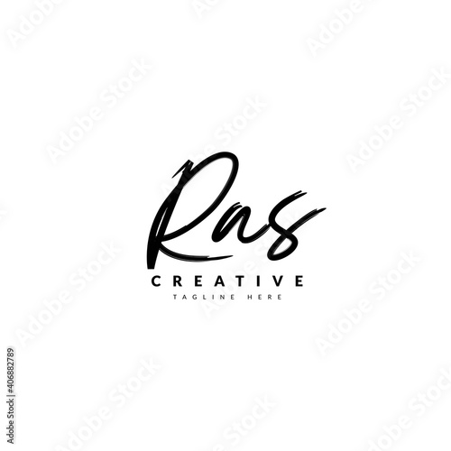RAS handwritten signature logotype. Typography for company and business logo. Vector logo design.