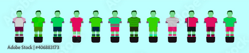 set of soccer player cartoon icon design template with various models. vector illustration isolated on blue background