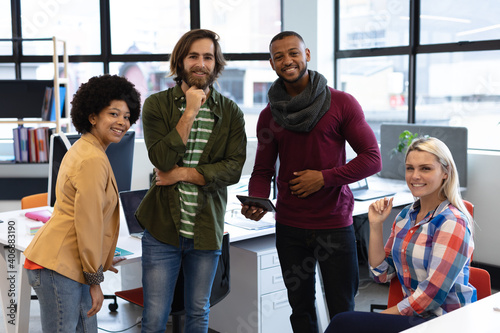 Diverse group of business people working in crative office