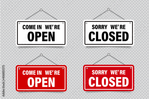開店・閉店・OPEN・CLOSEDを知らせる看板のベクターセット
