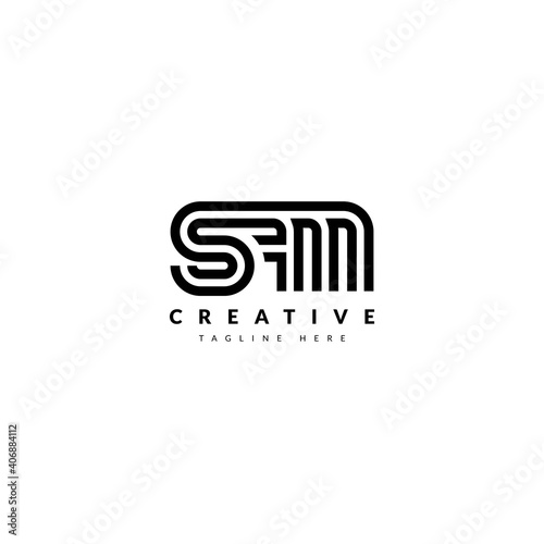 SAM Striped Combination Logo. Typography for Company and Business Logo. photo