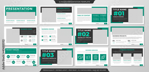 set of minimalist business presentation template design with clean style and minimalist layout