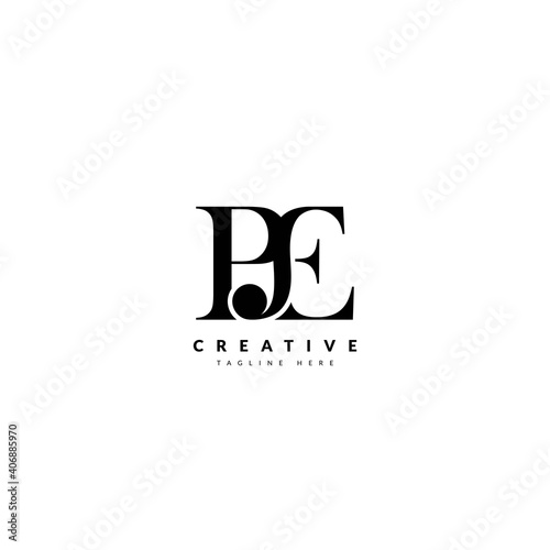 Initial Letter PE combination with slash logo.  Typography for Company and Business Logo.