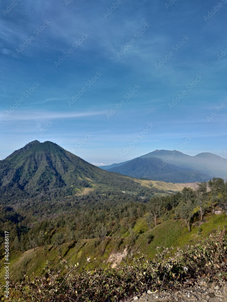 Beautiful Sunday Morning at the top of Mount Ijen Banyuwangi Indonesia.