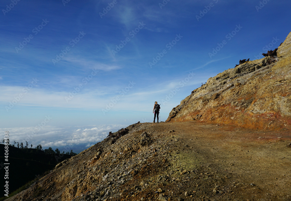 A Woman On The Way Down From Mount Ijen Banyuwangi Indonesia.